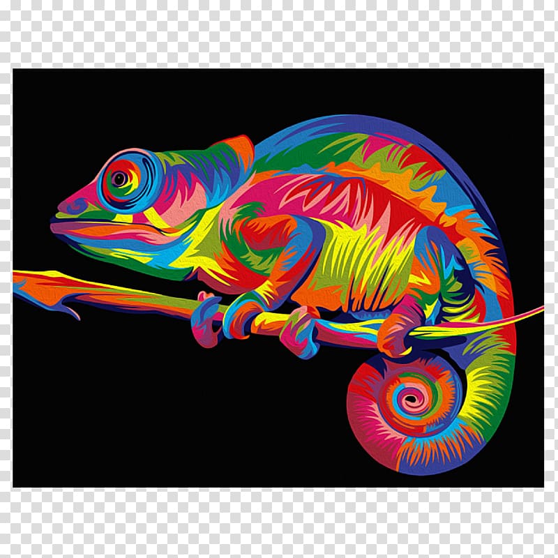 Chameleons Paint by number Canvas Painting Easel, chameleon transparent background PNG clipart