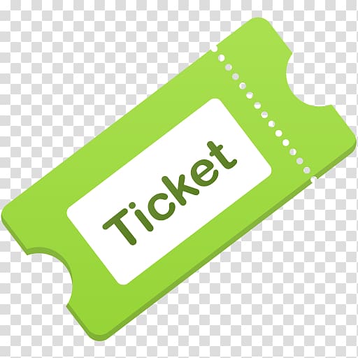 green ticket , text brand material yellow, Ticket transparent background PNG clipart