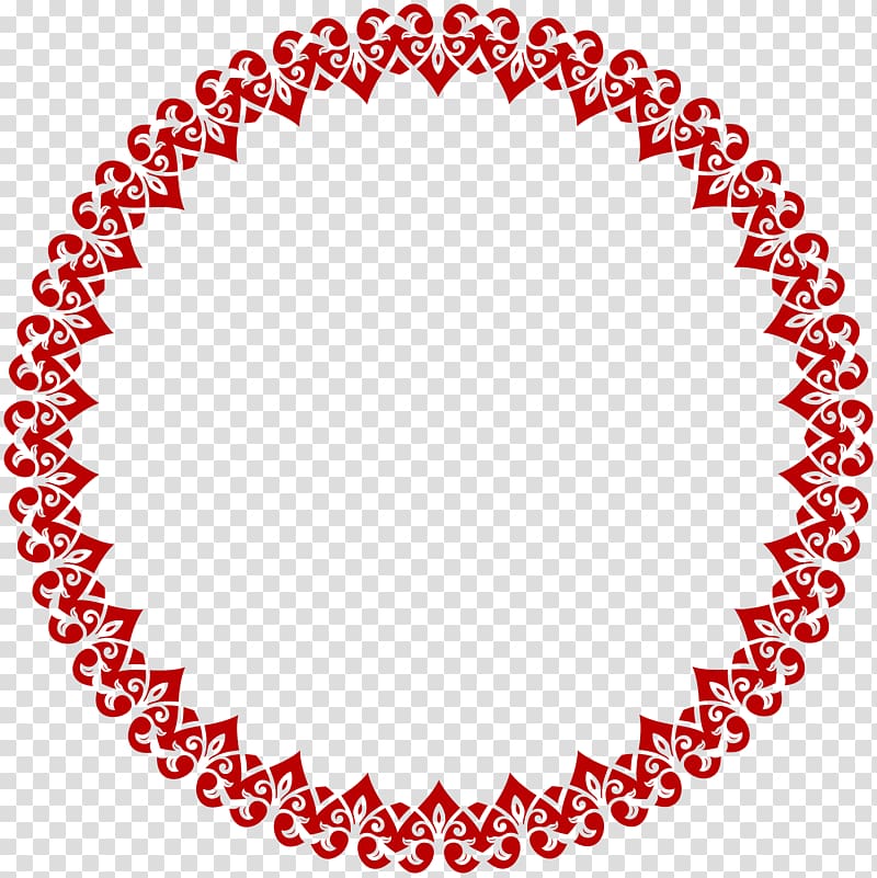 red floral border, Towel Circle , Heart Round Border Frame transparent background PNG clipart