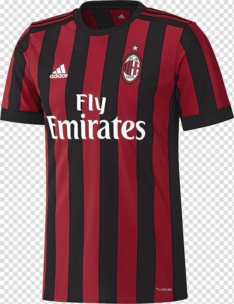 A.C. Milan T-shirt UEFA Champions League Jersey, soccer jersey transparent background PNG clipart