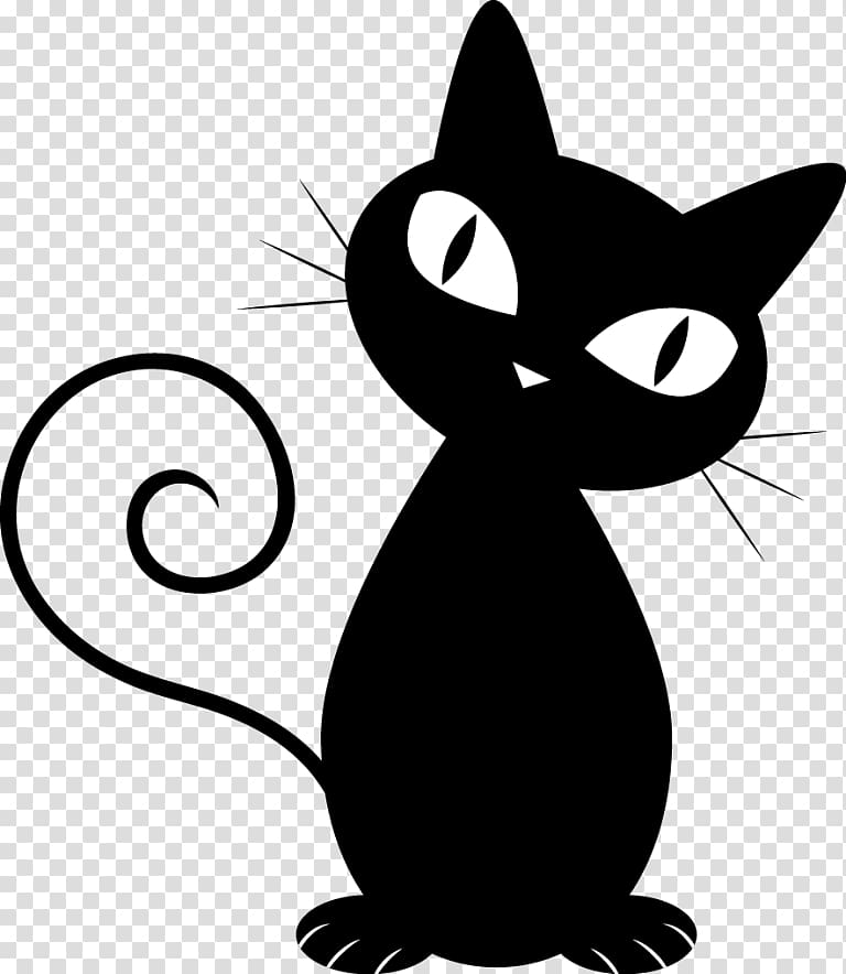 black cat illustration, Black cat Drawing Silhouette, Cat transparent background PNG clipart