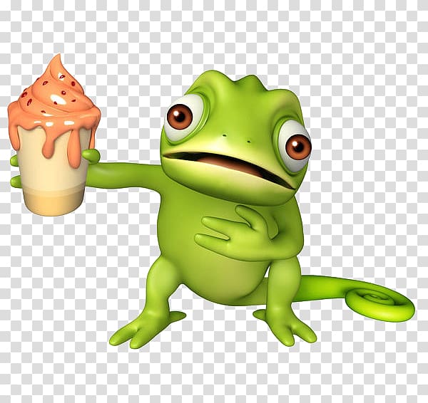 Ice cream Cartoon Illustration, The frog takes ice cream transparent background PNG clipart