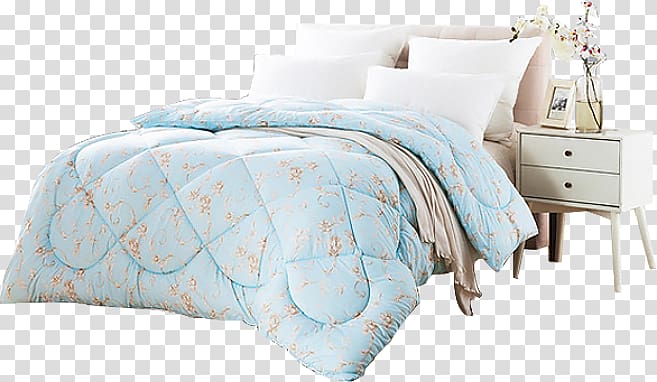 Textile Blue Bed frame Icon, Blue Queen textile material transparent background PNG clipart