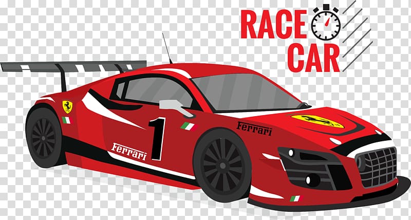 red Ferrari race car illustration, Car Auto racing, cartoon red Ferrari F1 transparent background PNG clipart