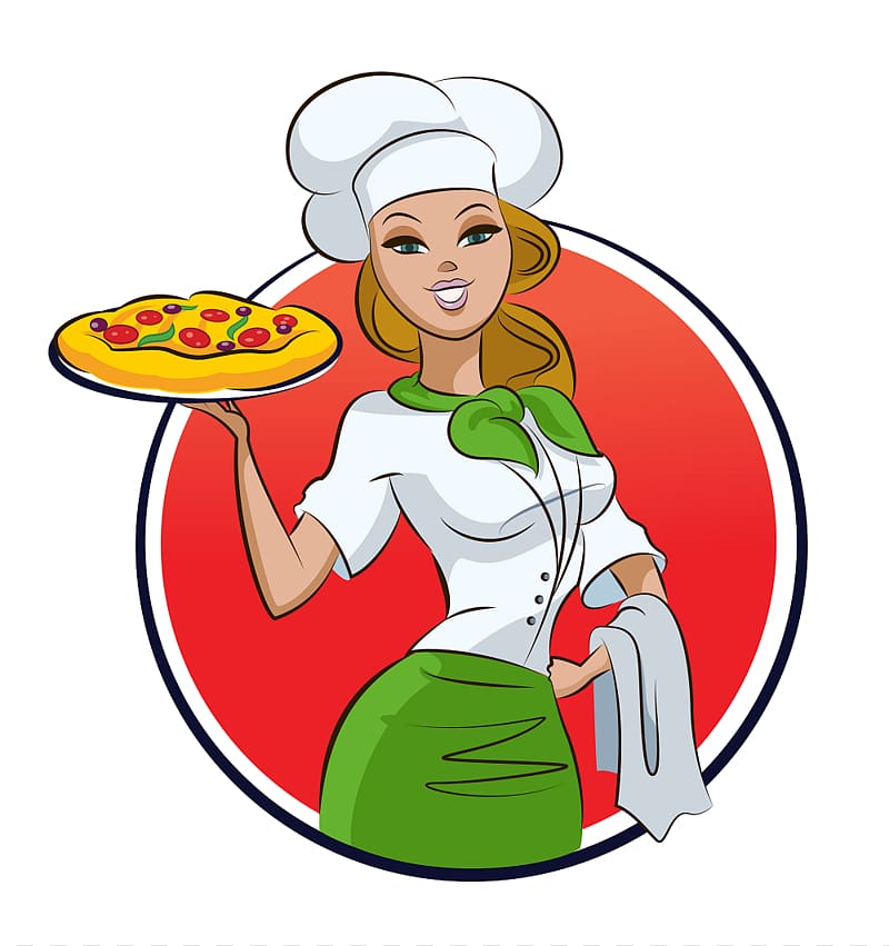 Woman chef , Pizza delivery Cook Restaurant, cooking pot transparent ...