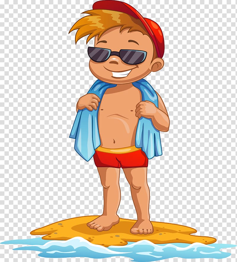 Beach Cartoon , boy transparent background PNG clipart
