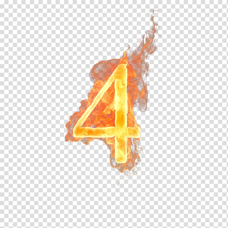 burning 4 , Numerical digit Number Fire, Number 4 transparent background PNG clipart