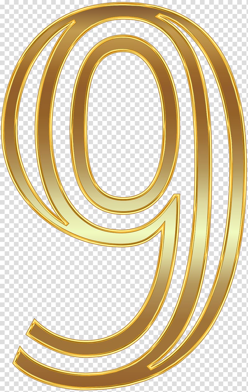 yellow 9 illustration, file formats Raster graphics Computer file, Number Nine Gold transparent background PNG clipart