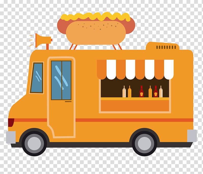 Fast food Hamburger Pizza Food truck, Hand-drawn cartoon hot dog diner transparent background PNG clipart
