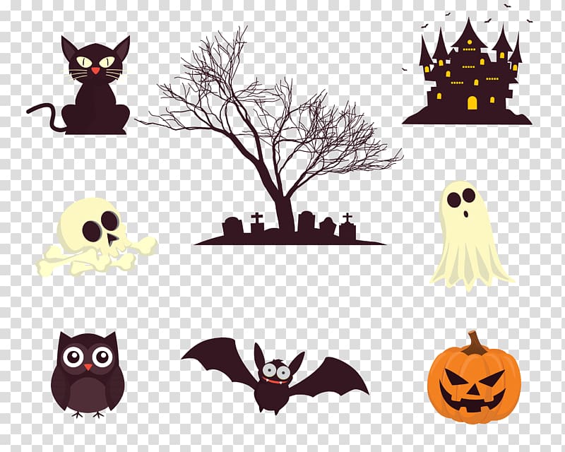 Halloween Ghost, Halloween Horror decorative elements transparent background PNG clipart