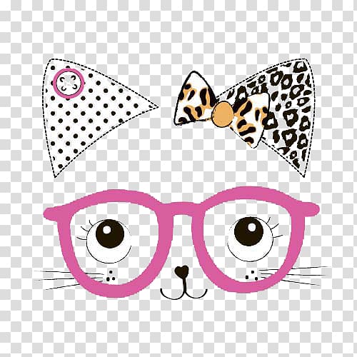 Glasses Cat, cartoon cat background transparent background PNG clipart