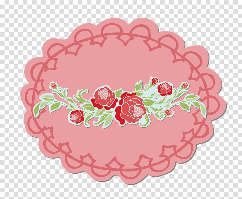 Vintage red lace label material transparent background PNG clipart
