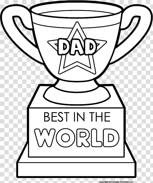 white Dad Best in the World trophy silhouette, Father\'s Day Drawing Coloring book , best dad transparent background PNG clipart