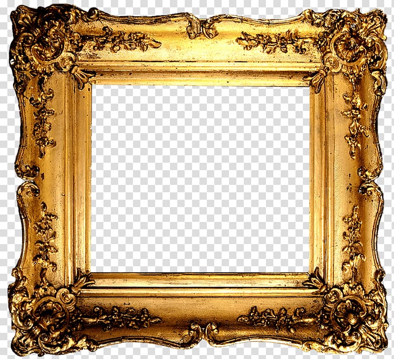 brass-colored frame illustration, Vintage Gold Frame transparent background PNG clipart