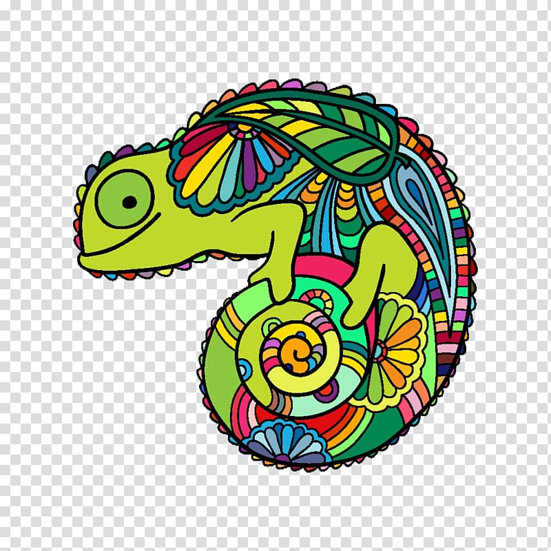 Illustration, Hand-painted decorative chameleon transparent background PNG clipart
