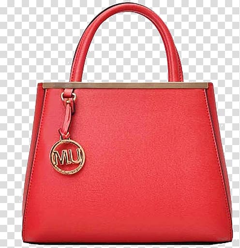 Tote bag Leather Handbag Strap, Red Purse transparent background PNG clipart