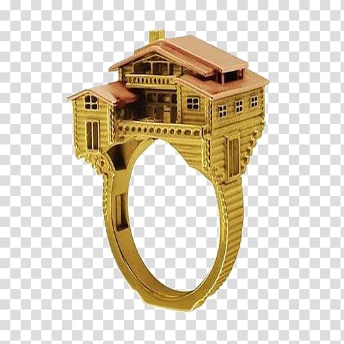 Ring Jewellery Architecture Building Gemstone, Golden Building Ring transparent background PNG clipart