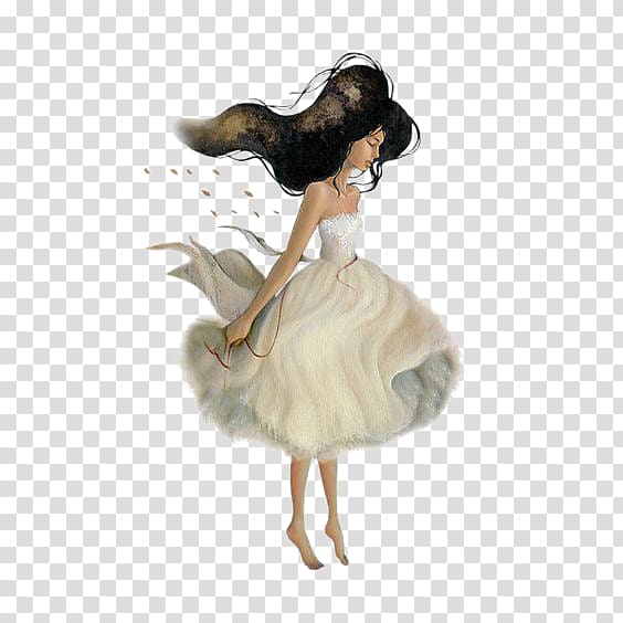 Drawing Watercolor painting Female Illustration, Long hair girl illustration transparent background PNG clipart
