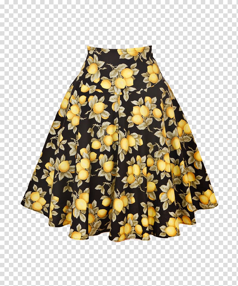 women's black and yellow floral skirt, Skirt Dress Fashion Vintage clothing, floral dress transparent background PNG clipart