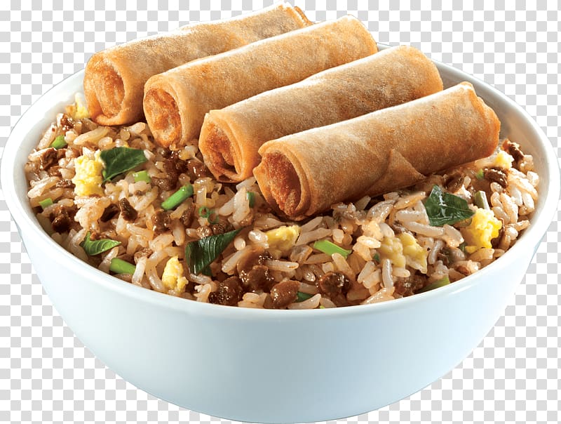 Chinese fried rice American Chinese cuisine Spring roll Egg roll, fried rice transparent background PNG clipart
