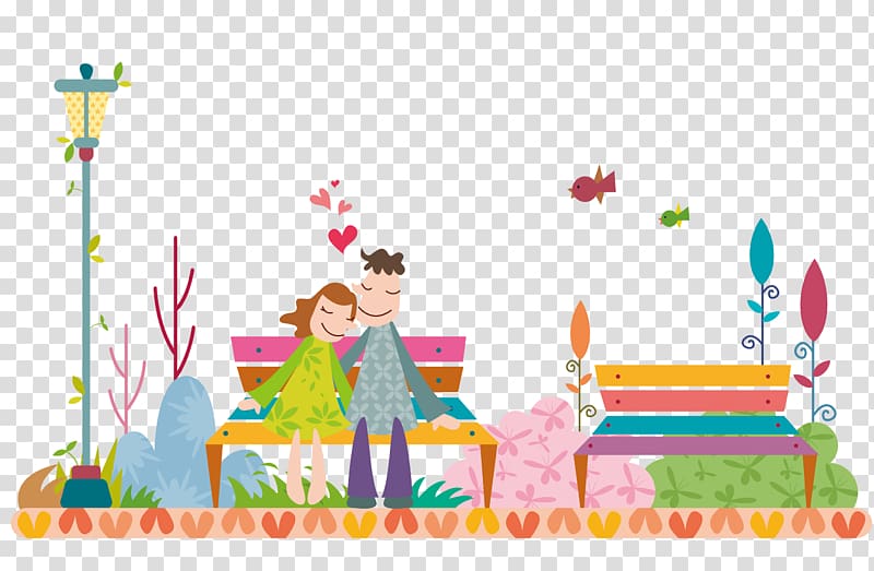 Cartoon Dating Significant other Illustration, Play men and women in the park transparent background PNG clipart
