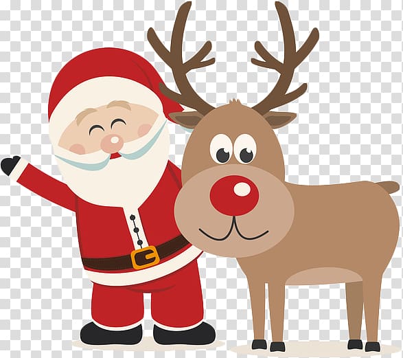 Transparent background rudolph and santa clipart