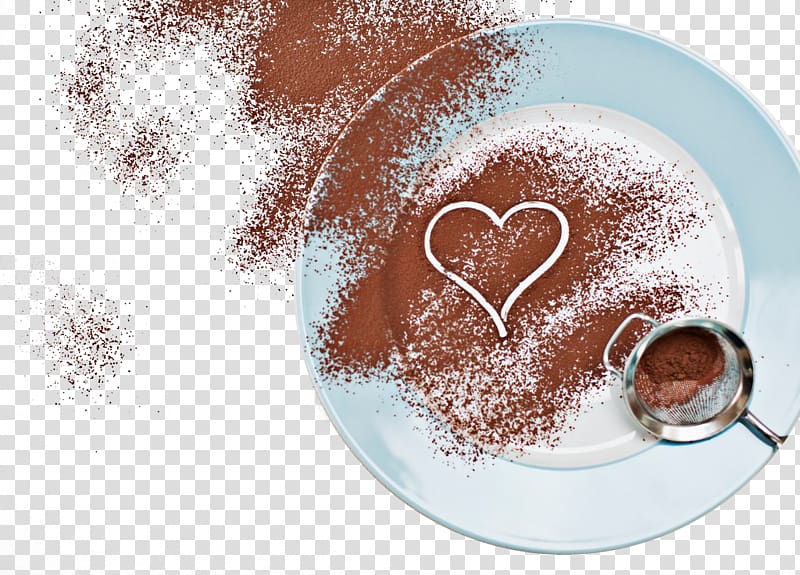 Coffee Cocoa solids Powder Cocoa bean Theobroma cacao, Chocolate powder on the plate transparent background PNG clipart