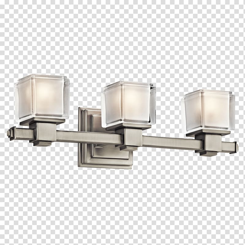 Light fixture Bathroom Lighting Kichler Brushed Nickel, bathroom lighting transparent background PNG clipart