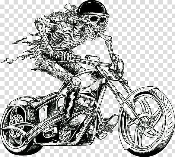 skeleton riding motorcycle illustration, Zed Head Mortal Man Album Spotify Music, Motorcycle Madman transparent background PNG clipart