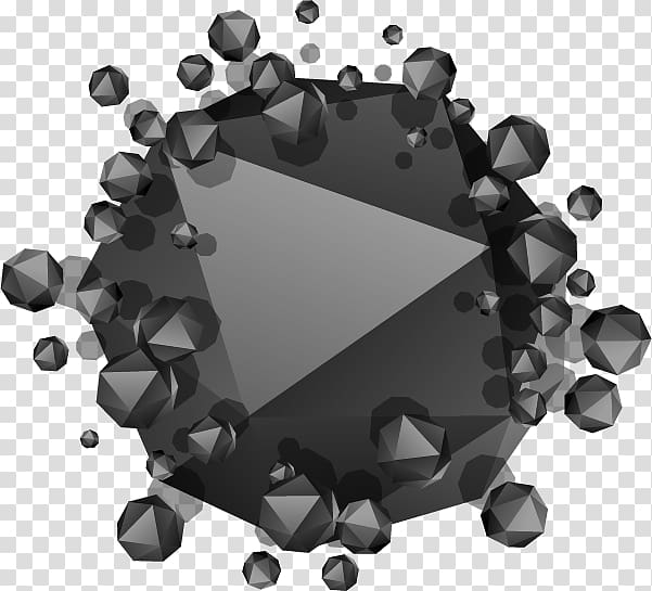 Polyhedron surrounded by black texture background material transparent background PNG clipart