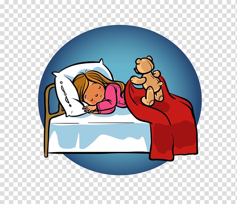 Cartoon Sleep Infant Illustration, Bear to the girl covered the quilt transparent background PNG clipart