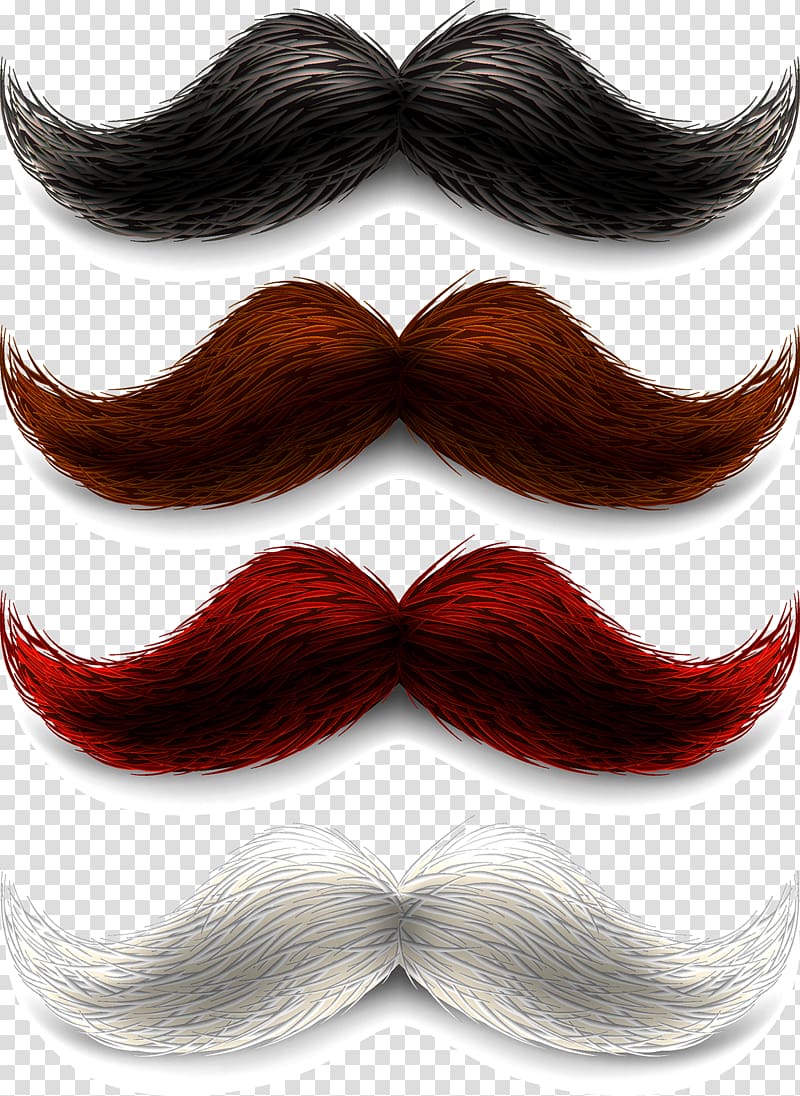 black,brown, red, and white mustaches collage, Beard Computer file, Moustache transparent background PNG clipart