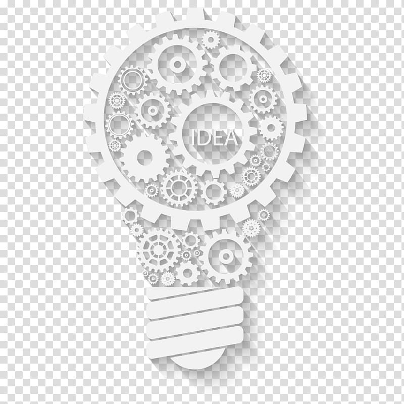 white Idea gear lightbulb illustration, Light Gear Euclidean Wheel Mxe1quina, White bulb material Gear transparent background PNG clipart