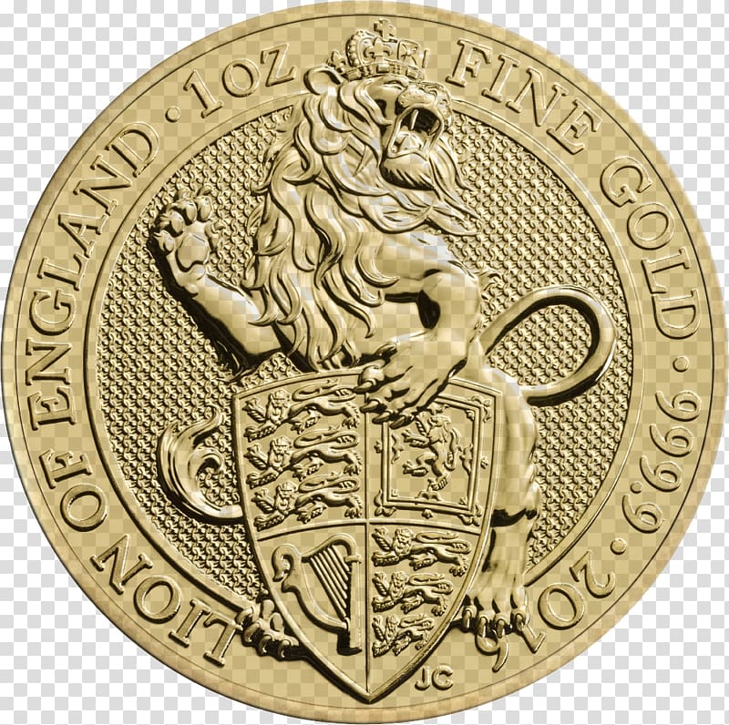 Royal Mint The Queen\'s Beasts Bullion coin Gold, gold coins transparent background PNG clipart