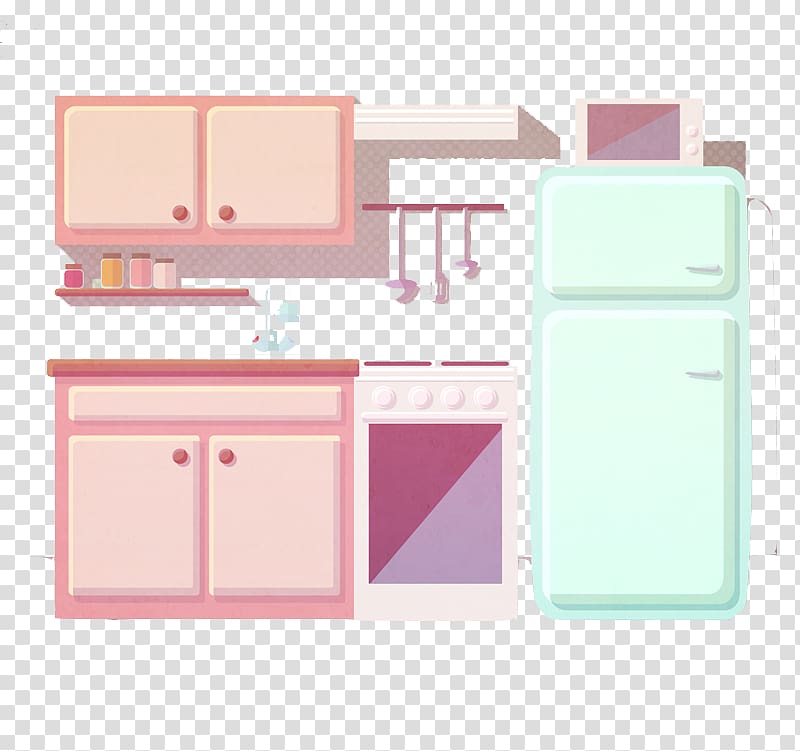 Kitchen Table Drawing Microwave oven, Pink Kitchen transparent background PNG clipart