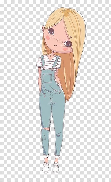 Girl Long hair, Cartoon girl transparent background PNG clipart
