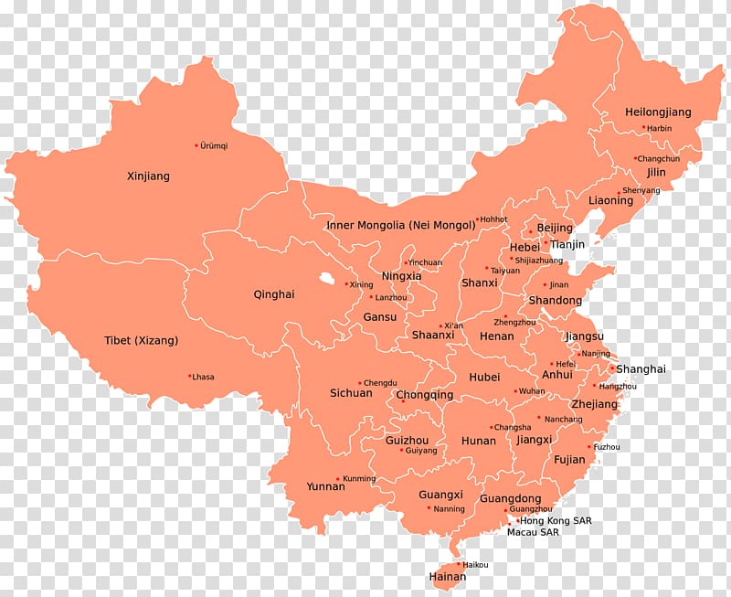 Provinces of China Blank map, China transparent background PNG clipart