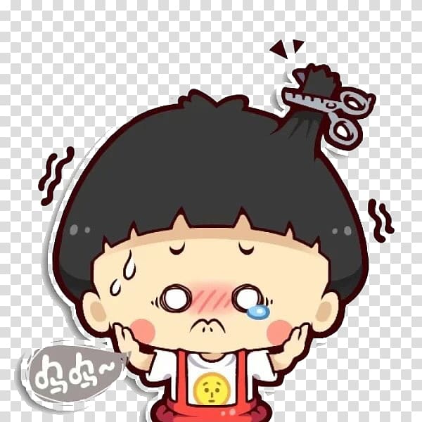 girl with teary eyes , Chibi Maruko-chan Sticker Cartoon , Chibi Maruko-chan transparent background PNG clipart