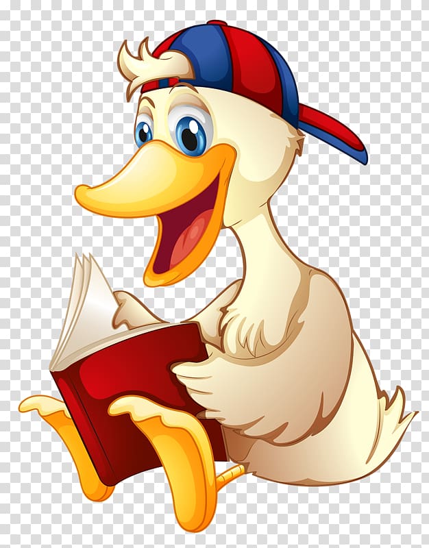 Duck Book Illustration, Read Ducks transparent background PNG clipart