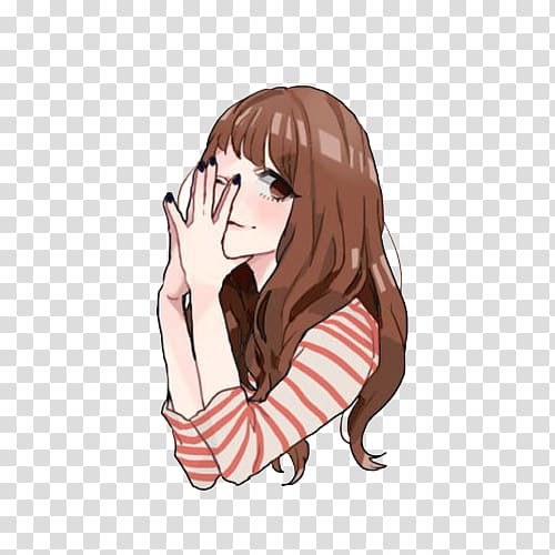 Drawing Anime Chibi Art Illustration, Hand-painted long-haired girl transparent background PNG clipart
