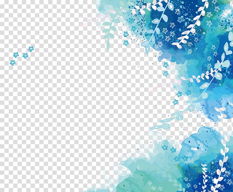 blue plants and flowers illustration, blue tree rattan pattern transparent background PNG clipart