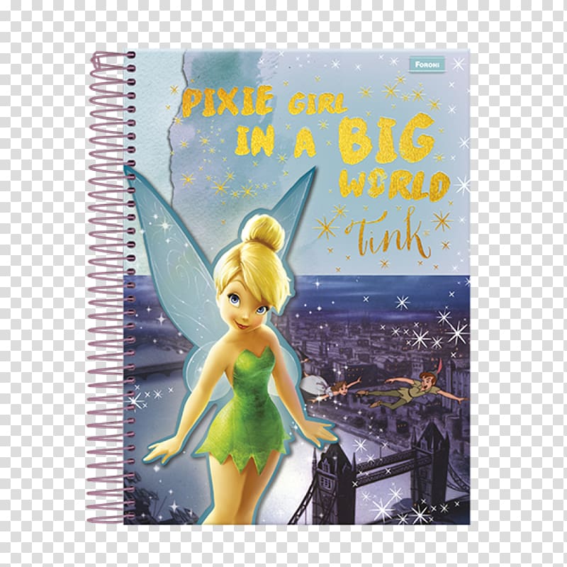 Notebook Caderno Universitário Espiral Capa Dura 1X1 96 folhas Foroni Tinker Bell Pixie Vac17 Hardcover Wire, notebook transparent background PNG clipart