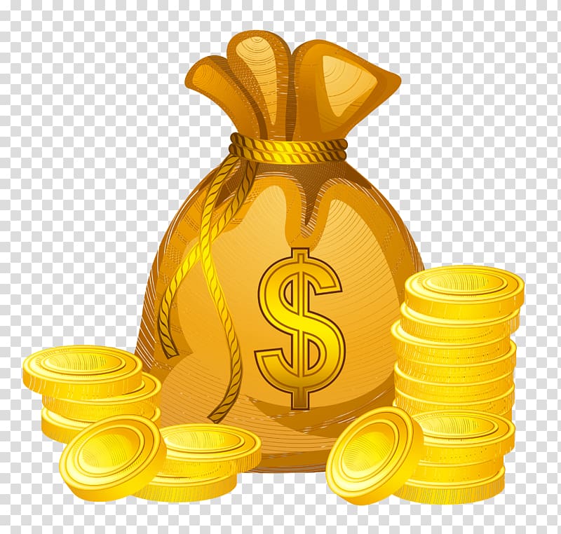 Money Papua New Guinean kina Cash Currency converter, Bag of Money , round gold-colored coins with pouch illustration transparent background PNG clipart