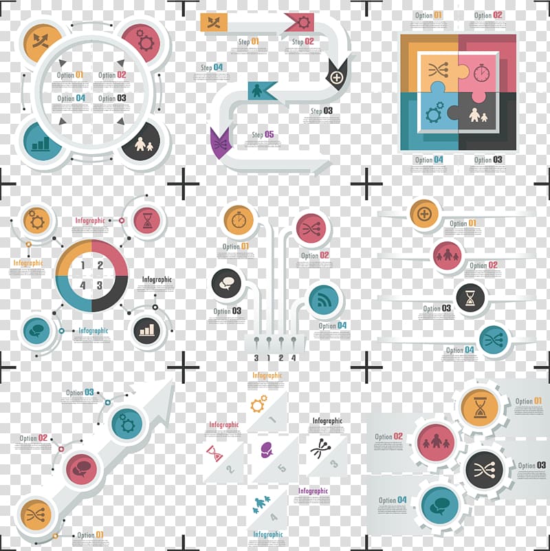 assorted-color diagrams illustration, Infographic Diagram Workflow Chart, geometric elements ppt transparent background PNG clipart