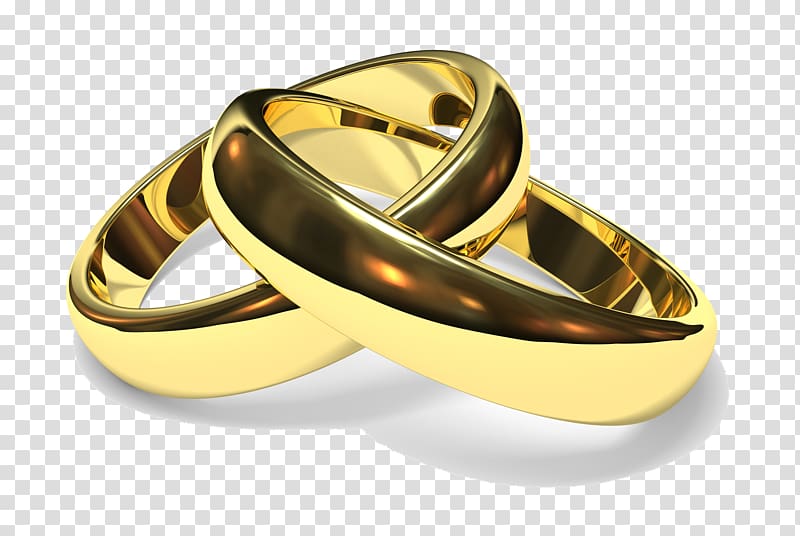 two gold-colored rings, Wedding ring Engagement ring, Ring transparent background PNG clipart