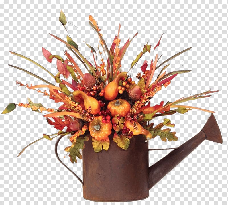 brown steel watering can, Flower Decoration In Watering Can transparent background PNG clipart
