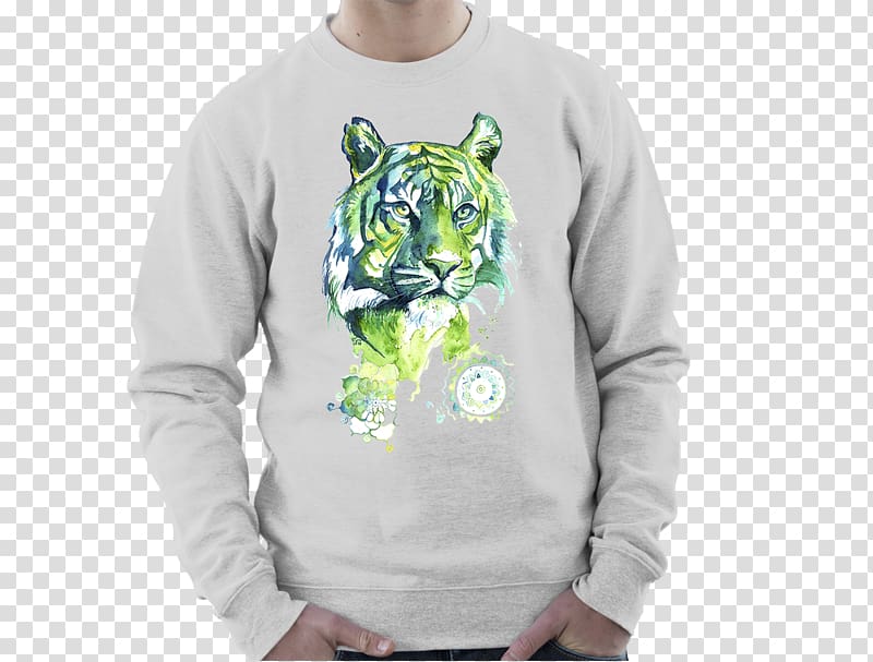 T-shirt Hoodie Bluza Sweater Sleeve, watercolor-tiger transparent background PNG clipart