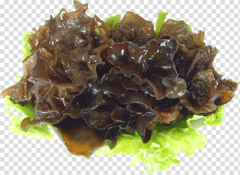 Sichuan Wood ear Food Eating Fungus, Black fungus with vegetables transparent background PNG clipart