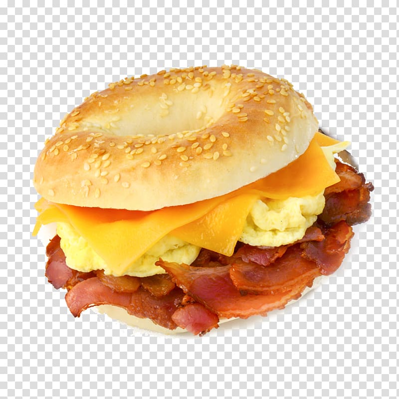 Bagel Bacon, egg and cheese sandwich Breakfast sandwich Scrambled eggs, bacon transparent background PNG clipart