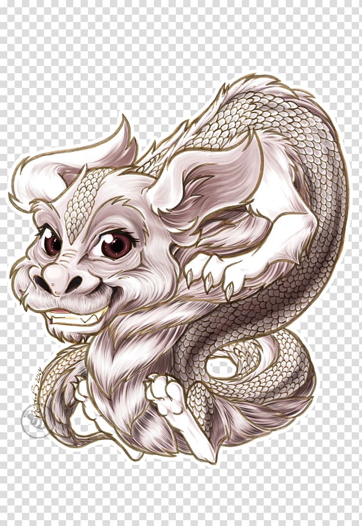 Falkor The NeverEnding Story Drawing Tattoo, ink brush transparent